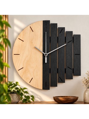 🌿 Rokh Mdf Ahşap Görünümlü Duvar Saati 35 cm | El Yapımı Lazer Kesim Modern Dekoratif Saat | Ev Dekoru | Hediyelik