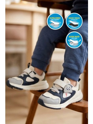Cool Lacivert Fileli Cırtlı Anatomik Desenli Bebek Ilk Adım ve Spor Ayakkabı Sneaker Dorian Ia
