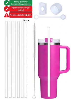 Esranın Dünyası Yenigeldi 10 Parça Stanly Quencher Uyumlu 30 40 Oz Pipet Kapak Tıpa Seti Sızdırmaz Yedek Bardak Aksesuarları
