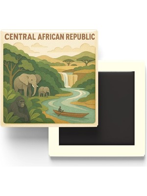 Esranın Dünyası Orta Afrika Cumhuriyeti - Paper Cut Art - Baskılı Buzdolap Magneti Kare - 9x9 cm