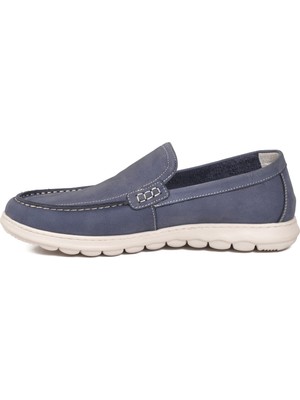 Voyager Mavi Nubuk Hakiki Deri Anatomik Tabanlı Erkek Casual Ayakkabı Loafer M732
