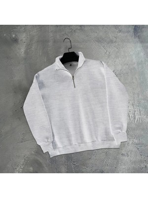 Zamerya Erkek Yarım Fermuarlı Üç Iplik Sweatshirt - Gri