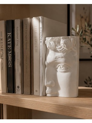 Esranın Dünyası David Büst Heykeli Kitap Tutucu (Beyaz)