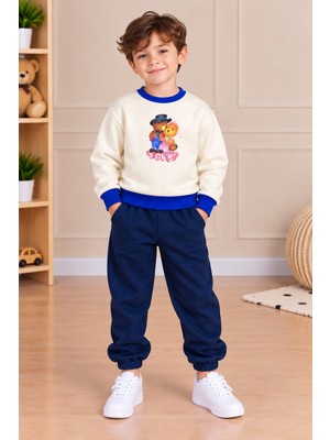 Unisex Çocuk Ayıcık Baskılı Üç Iplik Sweatshirt