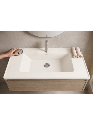 Güney Ankastre Zenit 65 cm Beyaz Granit Banyo Lavabosu