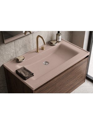 Güney Ankastre Aura 80 cm Cappuccino Granit Banyo Lavabosu