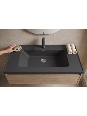 Güney Ankastre Zenit 80 cm Antrasit Granit Banyo Lavabosu