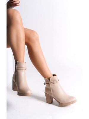 Zapatos July Fermuarlı Ortopedik Taban Topuklu Kadın Bot Ctt - Ten