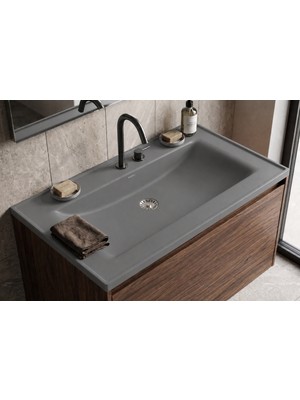 Güney Ankastre Aura 65 cm Gri Granit Banyo Lavabosu