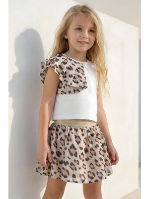 Zeyland Kız Çocuk Leopar Fırfır Detaylı Bluz