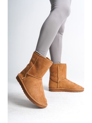 Zapatos Selına Bağcıksız Düz Taban Içi Kürklü Süet Kadın Bot  Stt - Taba