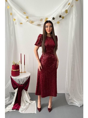 End Black Bordo Pulpayet Elbise