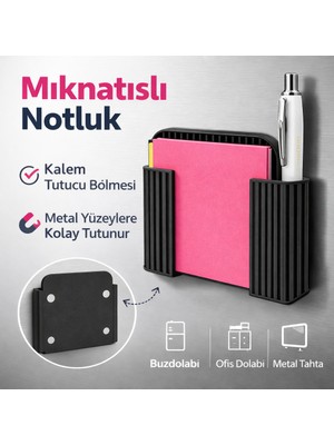 Justone Buzdolabı Magnet Notluk Organizer – Not Kağıdı ve Kalem Tutucu Mutfak Düzenleyici