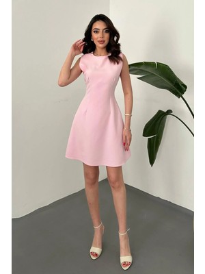 End Black Açık Pembe Kolsuz Kısa Elbise