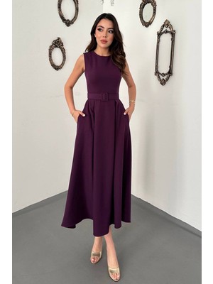 End Black Mürdüm Halter Yaka Kloş Elbise