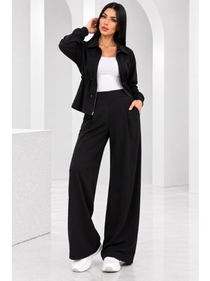 Motiv Bel Büzgülü Sweet/pile Detaylı Bol Paça Pantolonlu Ikili Takım