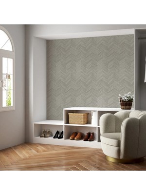 Vertu Balıksırtı Desenli Duvar Kağıdı 100-8 | Wallert Olivia, Açık Vizon / Gri, Kağıt Taban Taban + Vinil Kaplama - 16.5 M²