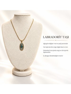 Solare Accessories Labradorit Doğal Taş Çelik Zincir Kolye