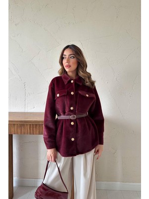 End Black Bordo Kaşe Gold Düğmeli Gömlek