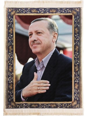 1001 Colorix Carpet Recep Tayyip Erdoğan Resimli Duvar Halısı Saçaklı No: 1 50X70 cm