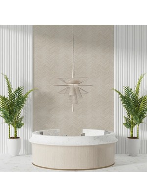 Vertu Balıksırtı Desenli Duvar Kağıdı 100-5 | Wallert Olivia, Krem / Kemik, Kağıt Taban Taban + Vinil Kaplama - 16.5 M²