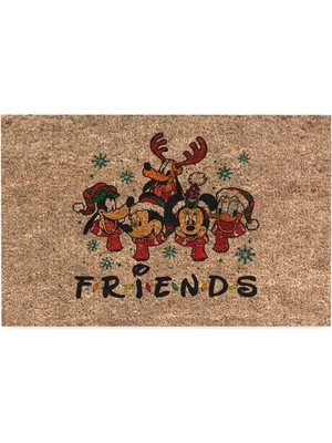 1001 Yeni Yıl Özel Tasarım Kapı Paspası, Yılbaşı Renkleri ve Şık Süslemeler ile Su Geçirmez,