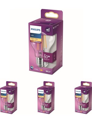 1001 LED Classic 60W A60 E27 Non-Dim 2700K Sarı Işık LED Filament Ampul 4lü Paket