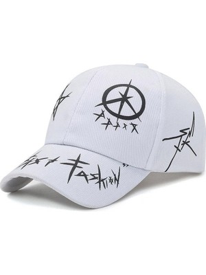 1001 Trucker Şapka Unisex Metal Tokalı Ayarlanabilir Beyzbol Beyaz