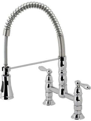 1001 GS1271AL Heritage Pull-Down Püskürtücü Mutfak Bataryası, Parlak Krom