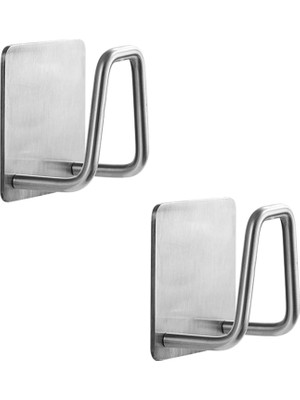 1001 Güçlü Yapışkanlı Metal Banyo Mutfak Eşya Havlu Vb Ürün Askılığı AL4467-2 Adet Gümüş