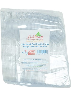 1001 Lokmanavm Lüks Kaşık Sert Plastik Çorba Kaşığı 1654 mm Şeffaf 100 Adet 1 Paket