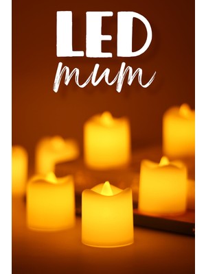 1001 8 Adet Mini LED Mum Seti Pilli Dumansız Alevli Ledli Dekoratif Yapay Mum Dekor Işığı (8 Adet (M