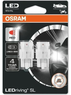 1001 W21/5W 1,7W Ampul Red Kırmızı W3X16Q Ledriving 12V Minyatür Osram 7515DRP-02B