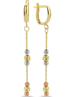 1001 925 Ayar Gümüş Gold Sallantılı Dorika Model Küpe