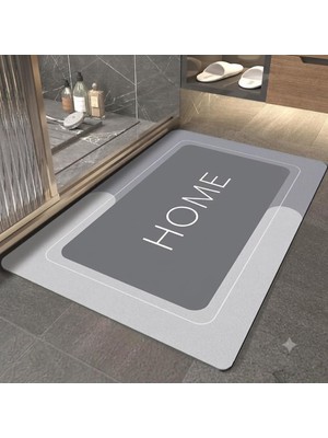 1001 Banyo Paspası Süper Su Emici Kaymaz Tabanlı Dikdörtgen Diatomit Paspas 60X40CM Gri