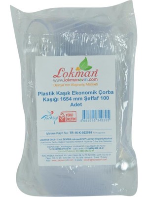 1001 Plastik Kaşık Ekonomik Çorba Kaşığı 1654 mm Şeffaf 100 Adet 1 Paket