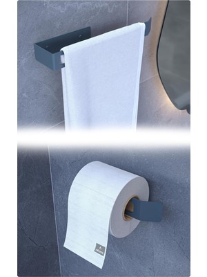 1001 Metal Banyo Seti – Düz Tuvalet Kağıtlık ve Kağıt Havlu/havlu Askısı 2’li Set, Modern Tas