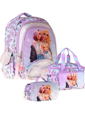 1001 Üçlü Ilkokul Okul Çanta Seti - Pembe - Friends Baskılı - Kız Çocuk - SETWG-W6054A