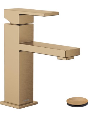 1001 Revyl Bronz Altın Tek Kolu Tek Delikli Modern Banyo Lavabo Bataryası Opsiyonel Deckplate ve Yaylı