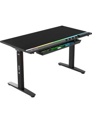1001 Ion S Çift Motorlu Yükseklik Ayarlı Rgb 140X70 Siyah Renk Çalışma ve Oyuncu Masası