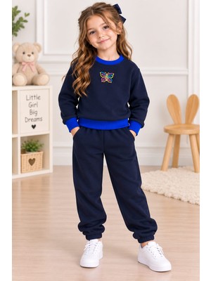 Kız Çocuk Kelebek Baskılı 3 Ip Sweatshirt