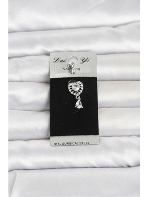 My Best Store 316L Cerrahi Çelik Kalp ve Damla Model Göbek Piercing TJ-PR1407