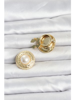 My Best Store Gold Renk Incili Model Düğme Veya Manşet Broşu TJ-BR487