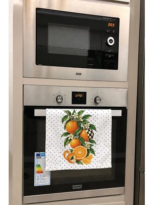Valerine Life El Kurulama Havlusu 30X50CM Mutfak, Fırın Için Pamuklu Emici Damalı Portakal
