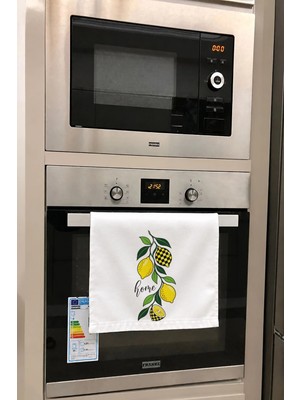Valerine Life El Kurulama Havlusu 30X50CM Mutfak, Fırın Için Pamuklu Emici Damalı Limon