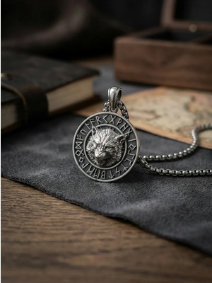 Velcari Viking Kurt Özel Tasarım 925 Ayar Gümüş Erkek Kolye