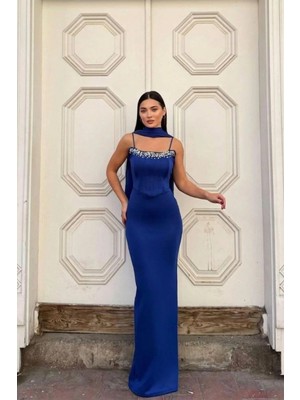 Veraura Lifestyle Kadın Modern Stil Scuba Esnek Kumaş Straplez Balık Kesim Abiye Elbise