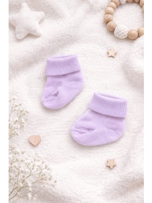 Amelio Kids Amélio Kids Lila Organik Pamuk Katlamalı Unisex Yenidoğan Soket Çorap