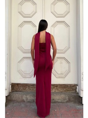 Semel Kadın Modern Stil Scuba Esnek Kumaş Straplez Balık Kesim Abiye Elbise