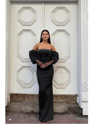 Veraura Lifestyle Kadın Trend Model Esnek Tül Kumaş Straplez Abiye Elbise